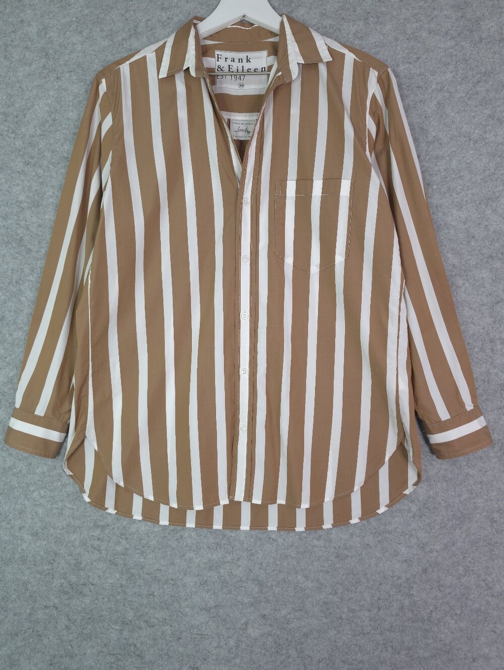 Frank & Eileen Joedy‎ Button Up Shirt in Camel Stripe - Picture 3 of 11